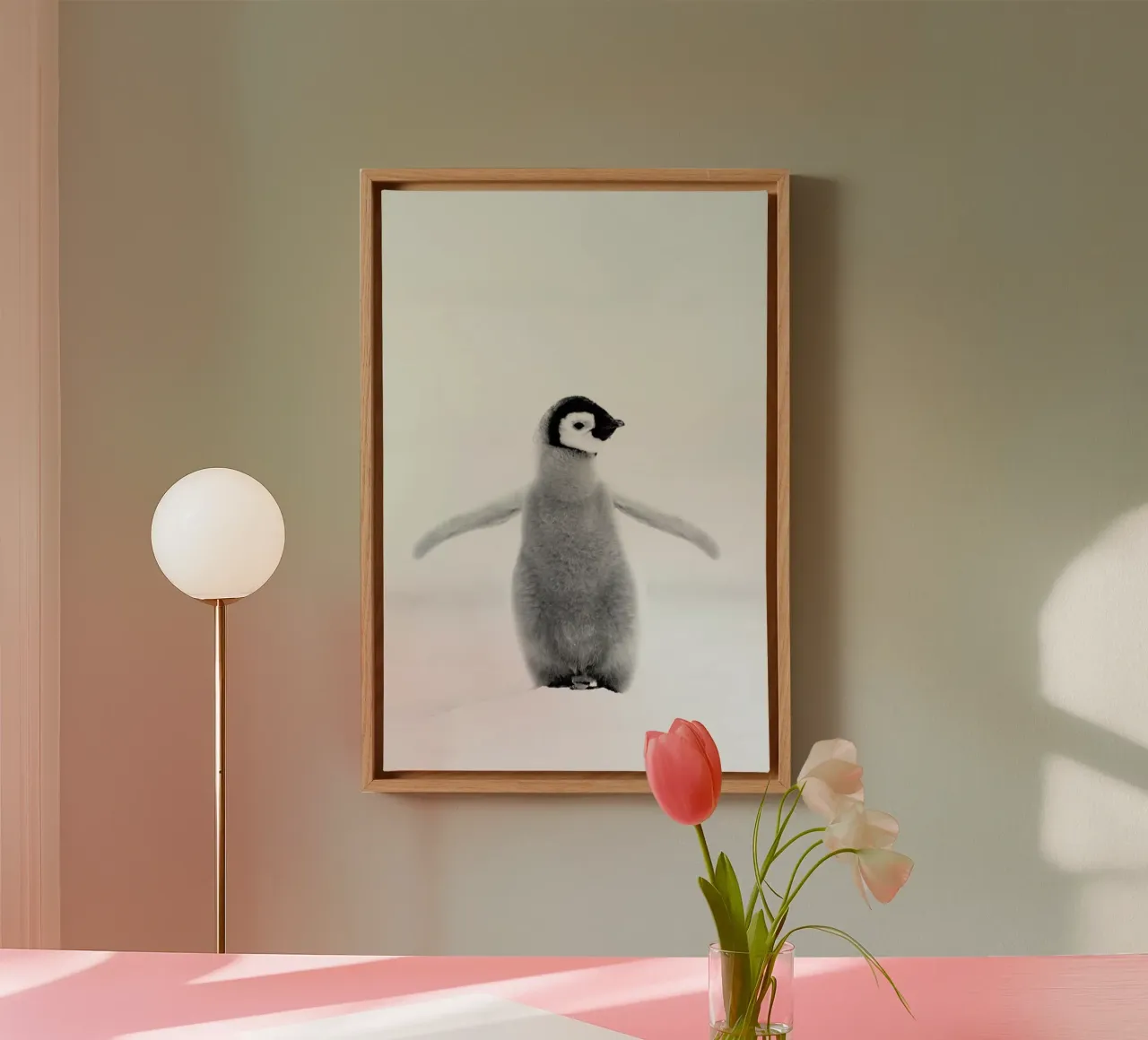 Lone Penguin tela con Cornice a cassetta da Natural Kingdom