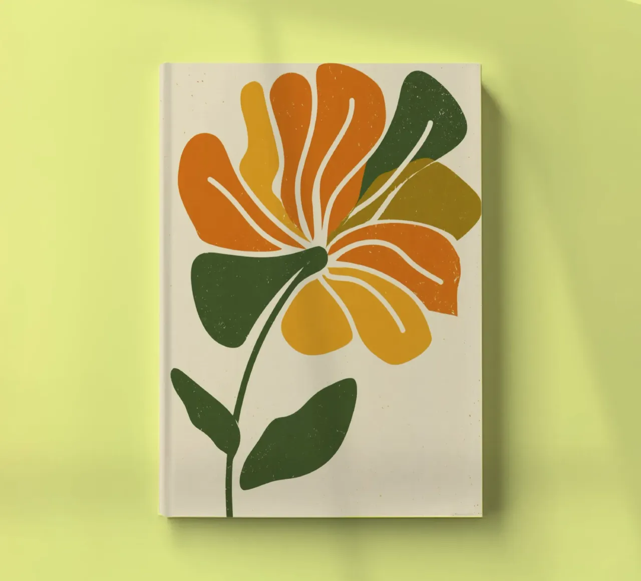 Découpage rétro d'une fleur abstraite dans les tons orange et vert carnet de notes de Modern Muse