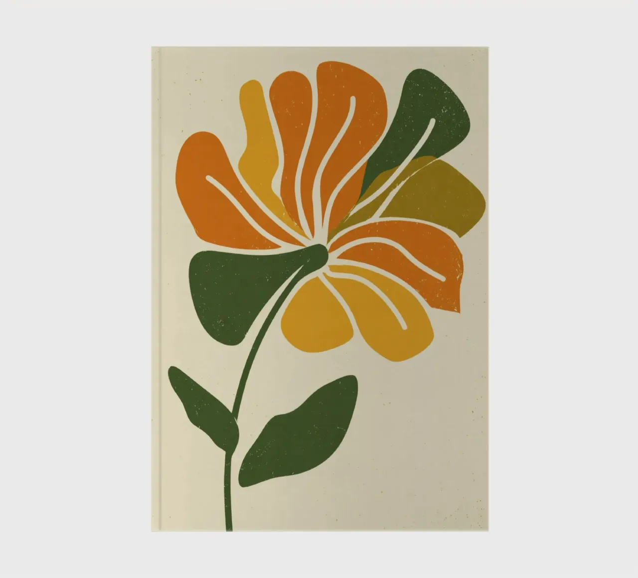 Découpage rétro d'une fleur abstraite dans les tons orange et vert carnet de notes de Modern Muse