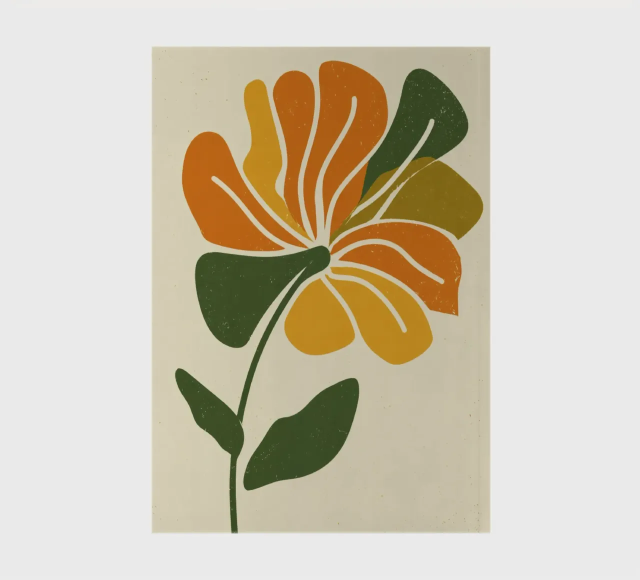 Découpage rétro d'une fleur abstraite dans les tons orange et vert carnet de notes de Modern Muse