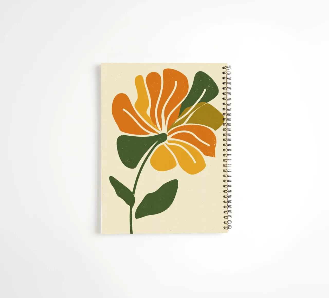 Retro Abstract Flower Cutout in Orange and Green Tones spiral notebook by Modern Muse