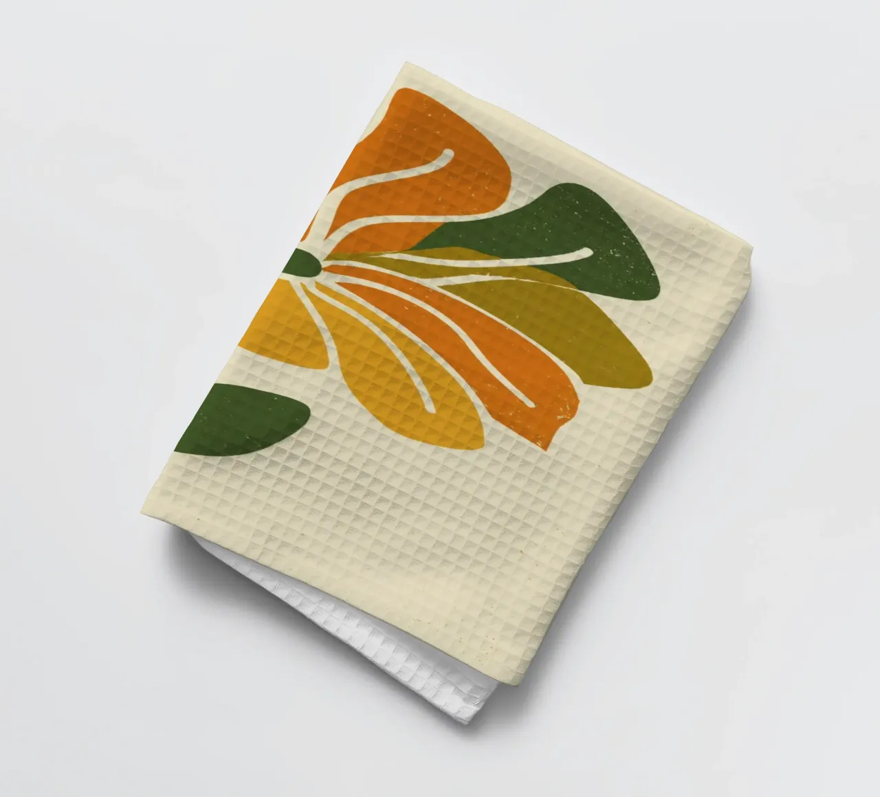 Découpage rétro d'une fleur abstraite dans les tons orange et vert torchon de Modern Muse