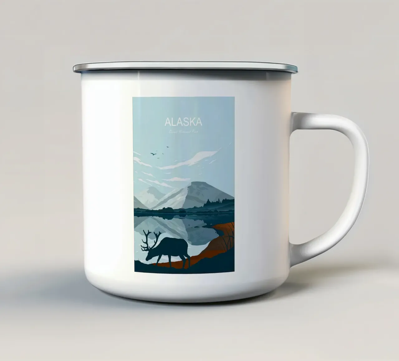 Parco nazionale di Denali, Alaska Viaggio d'epoca tazza in smalto da Liliestudio