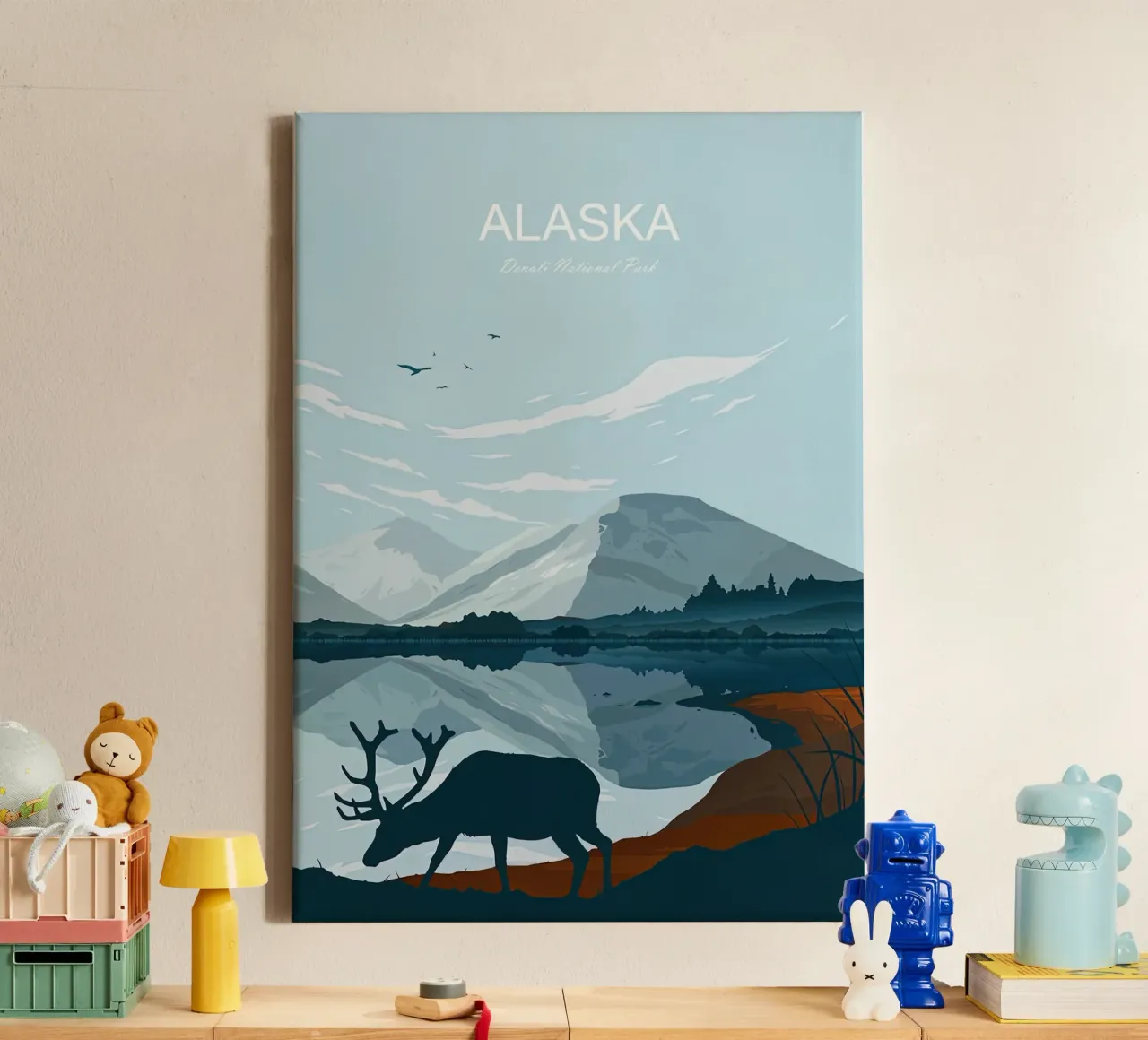 Parco nazionale di Denali, Alaska Viaggio d'epoca tela con Cornice a cassetta da Liliestudio