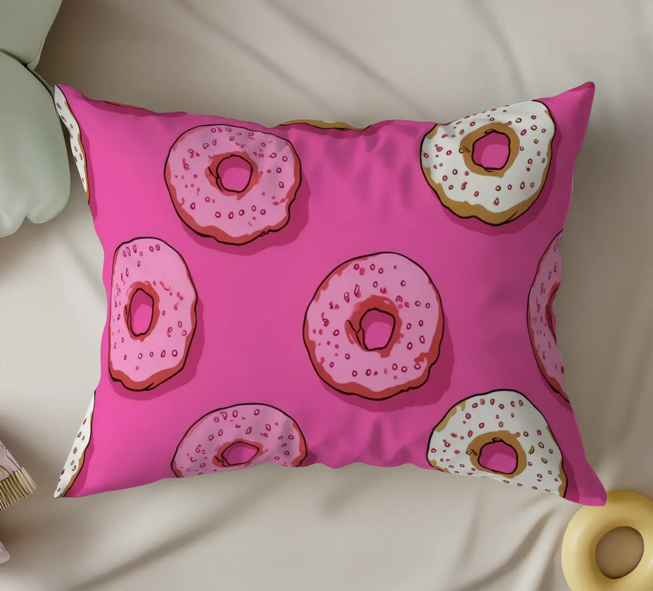 Donut Colorful Pattern Print | Aesthetic Food Art coussin de NorwesClub