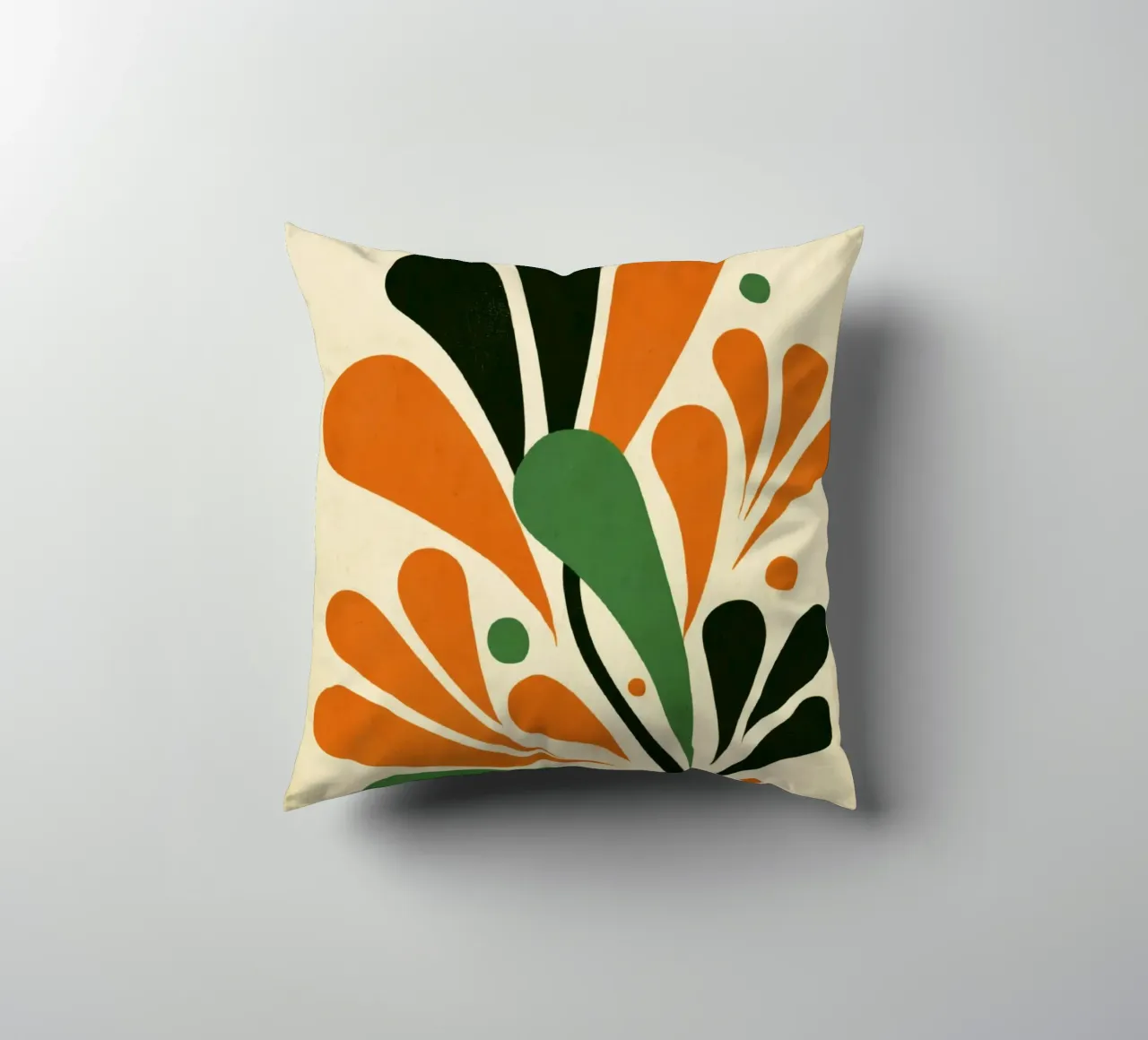 Abstract Leaf Composition with Dots in Bold Earth Tones decorative cushion by Modern Muse