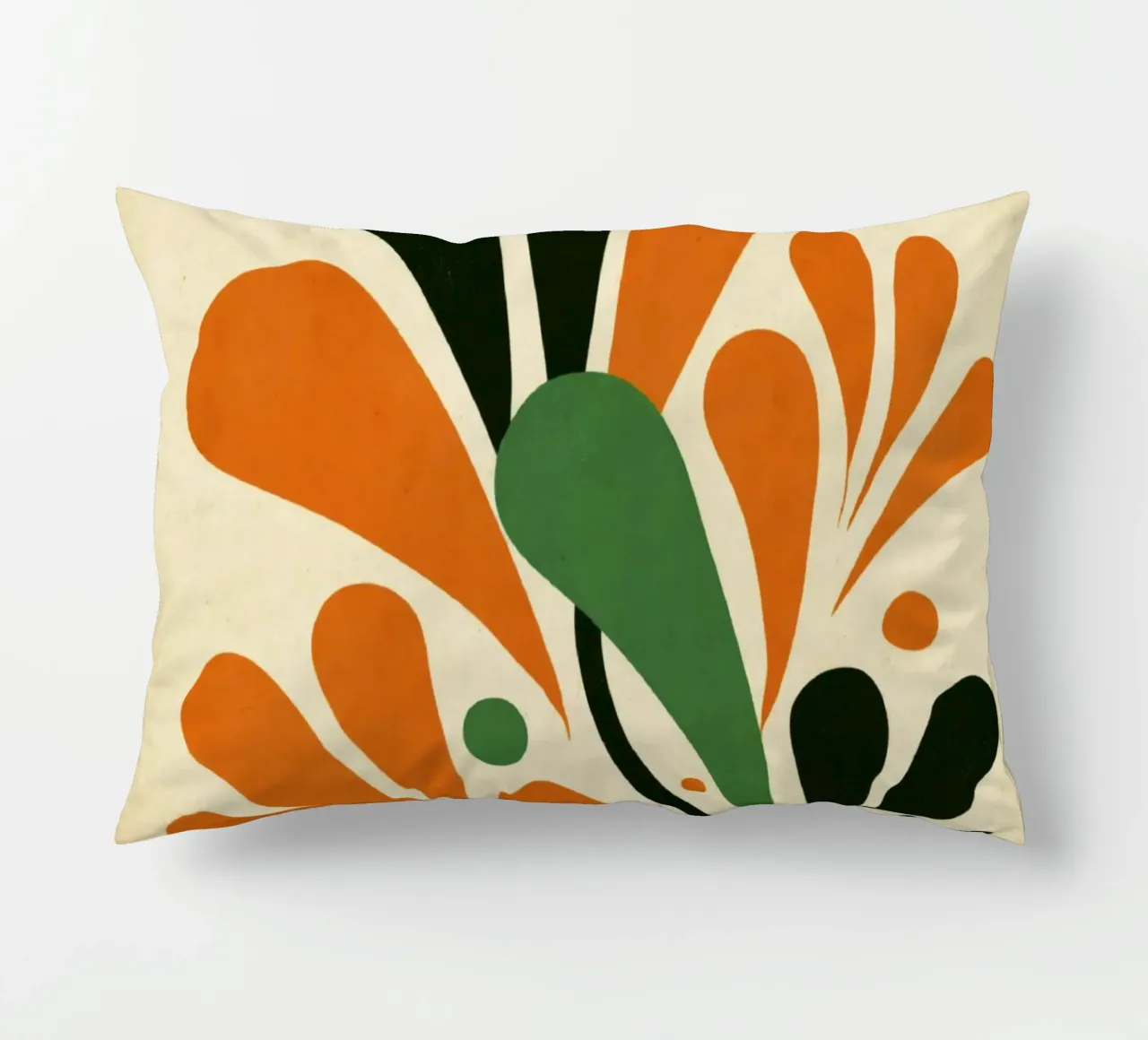 Abstract Leaf Composition with Dots in Bold Earth Tones decorative cushion by Modern Muse