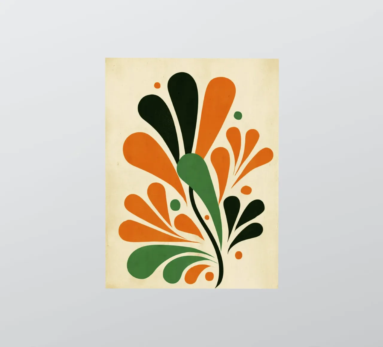 Composition abstraite de feuilles avec des points dans des tons de terre audacieux autocollant de Modern Muse