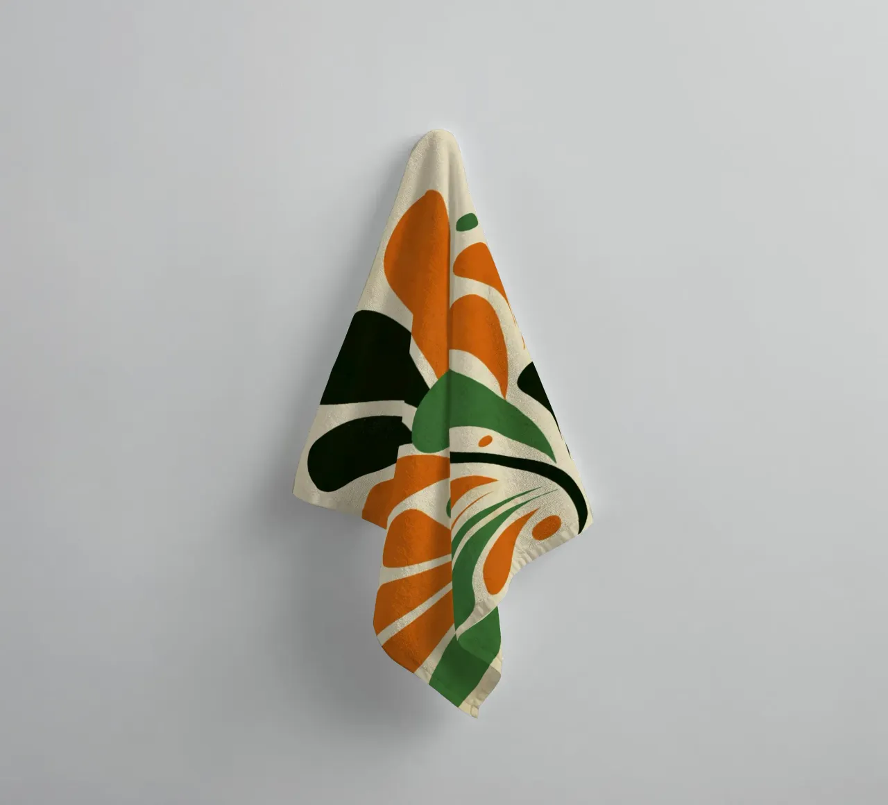 Abstract Leaf Composition with Dots in Bold Earth Tones towel by Modern Muse