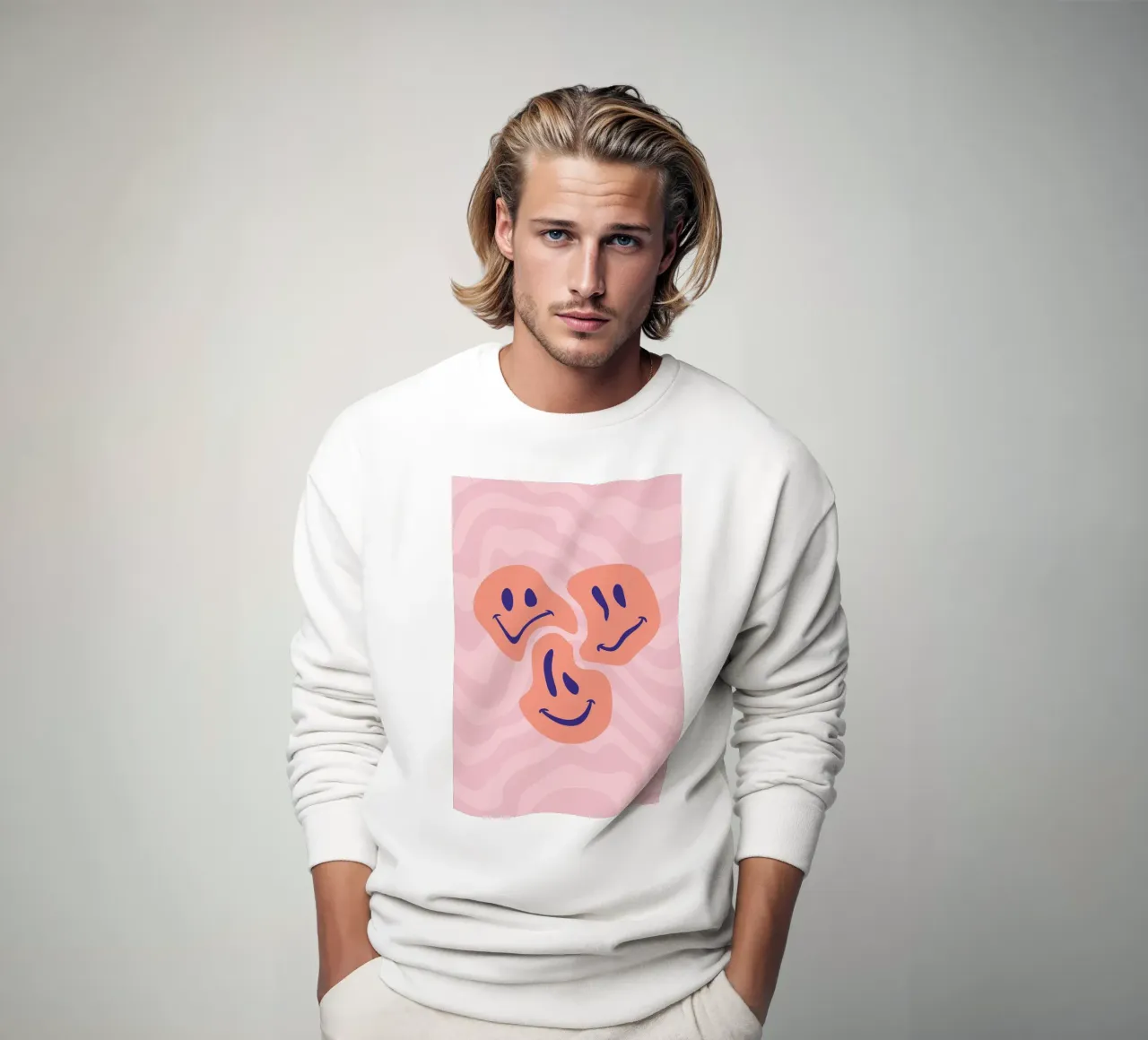 Aesthetic Wavy Smiley Faces | Abstract Graphic Art sweatshirt by NorwesClub