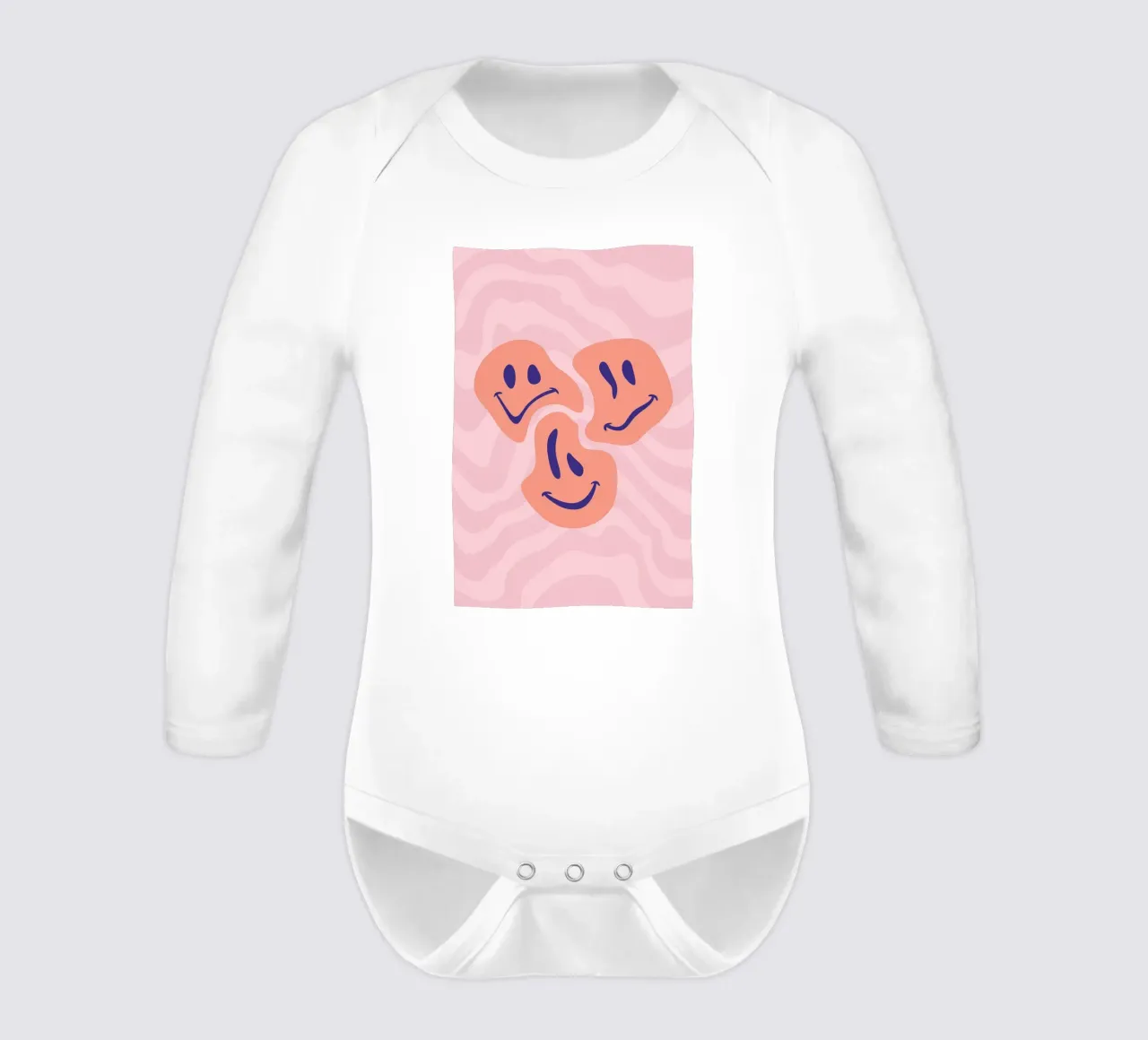 Esthetische golvende smileygezichten | Abstract grafisch kunstwerk babyrompertje lange mouwen van NorwesClub