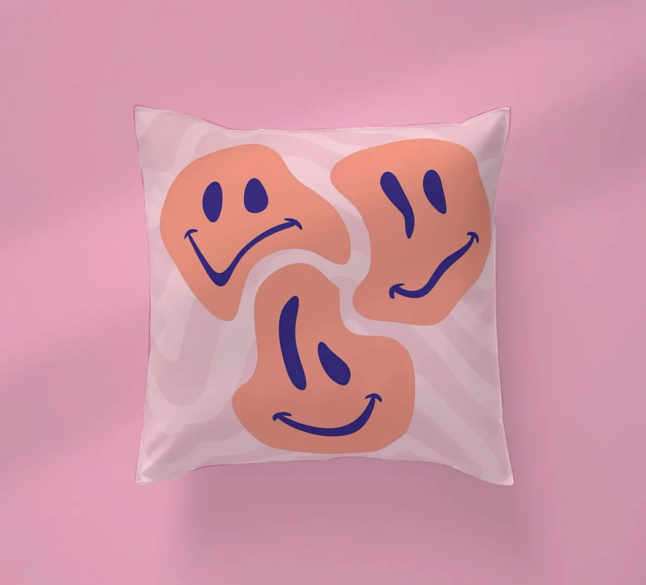 Aesthetic Wavy Smiley Faces | Abstract Graphic Art decorative cushion by NorwesClub