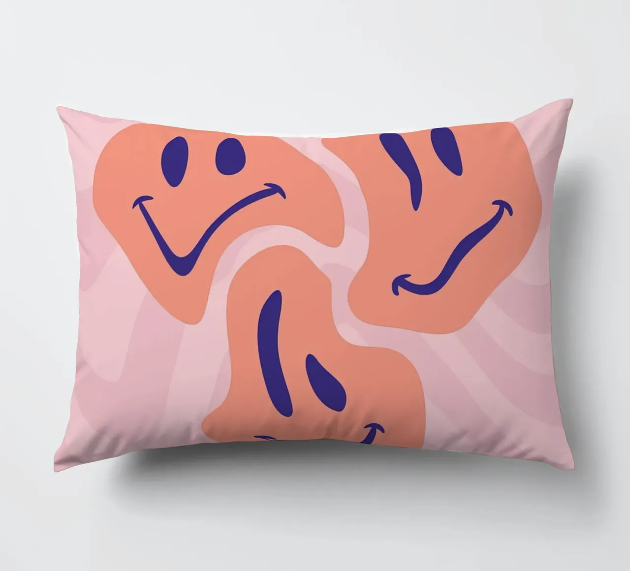 Aesthetic Wavy Smiley Faces | Abstract Graphic Art decorative cushion by NorwesClub