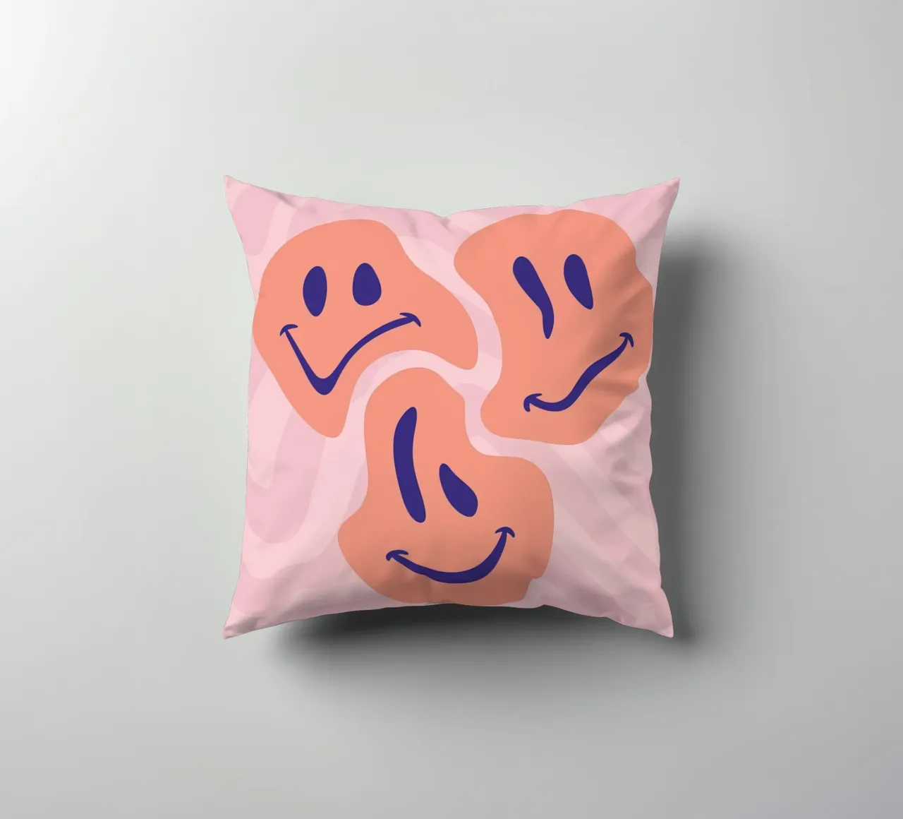 Aesthetic Wavy Smiley Faces | Abstract Graphic Art decorative cushion by NorwesClub