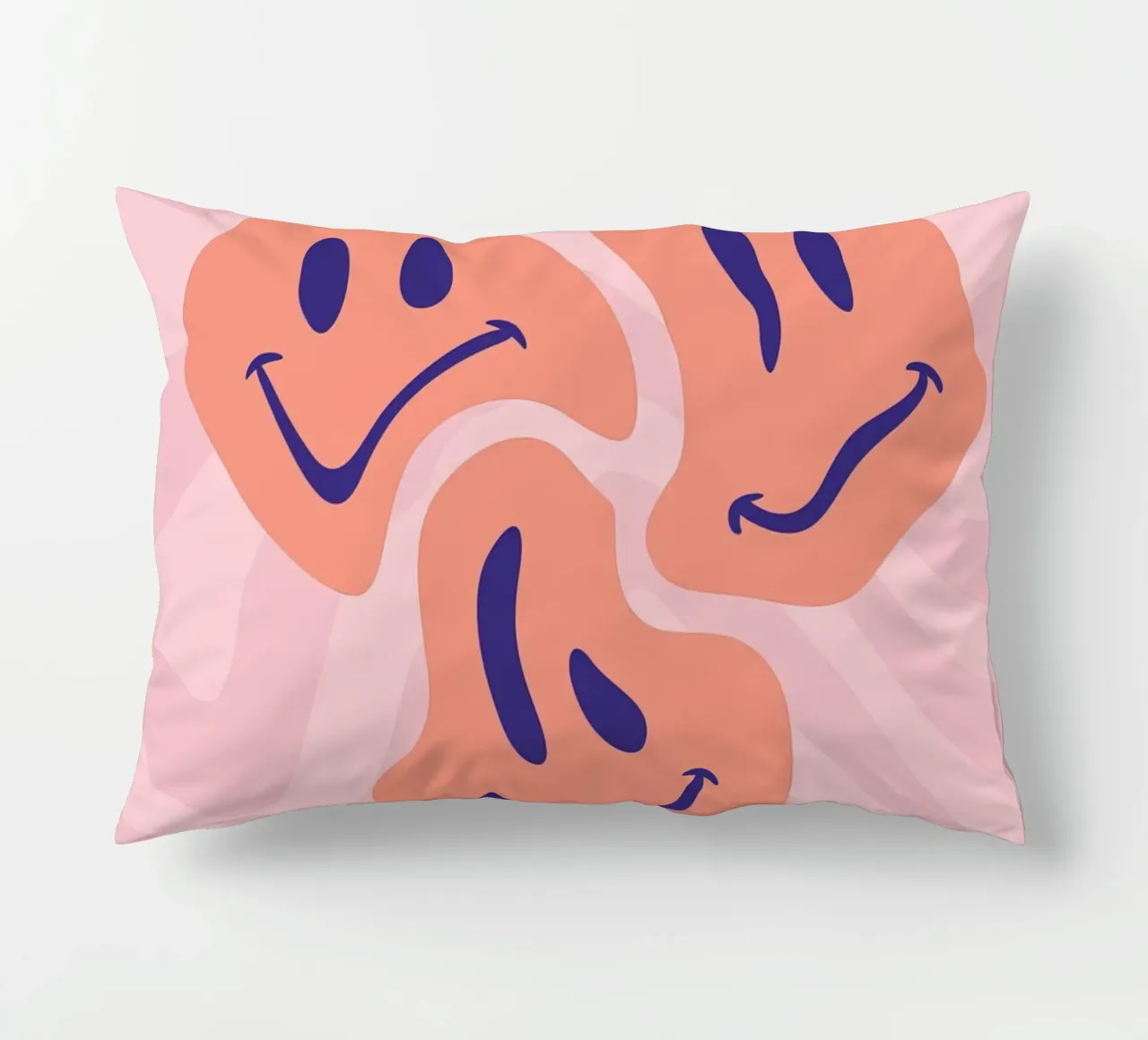 Aesthetic Wavy Smiley Faces | Abstract Graphic Art decorative cushion by NorwesClub