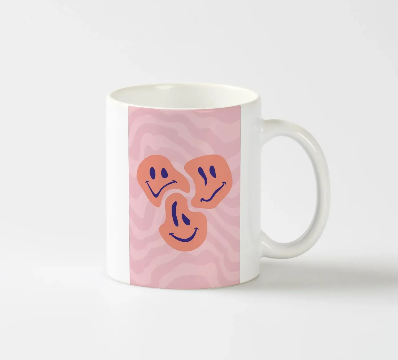 Aesthetic Wavy Smiley Faces | Abstract Graphic Art ceramic mug by NorwesClub