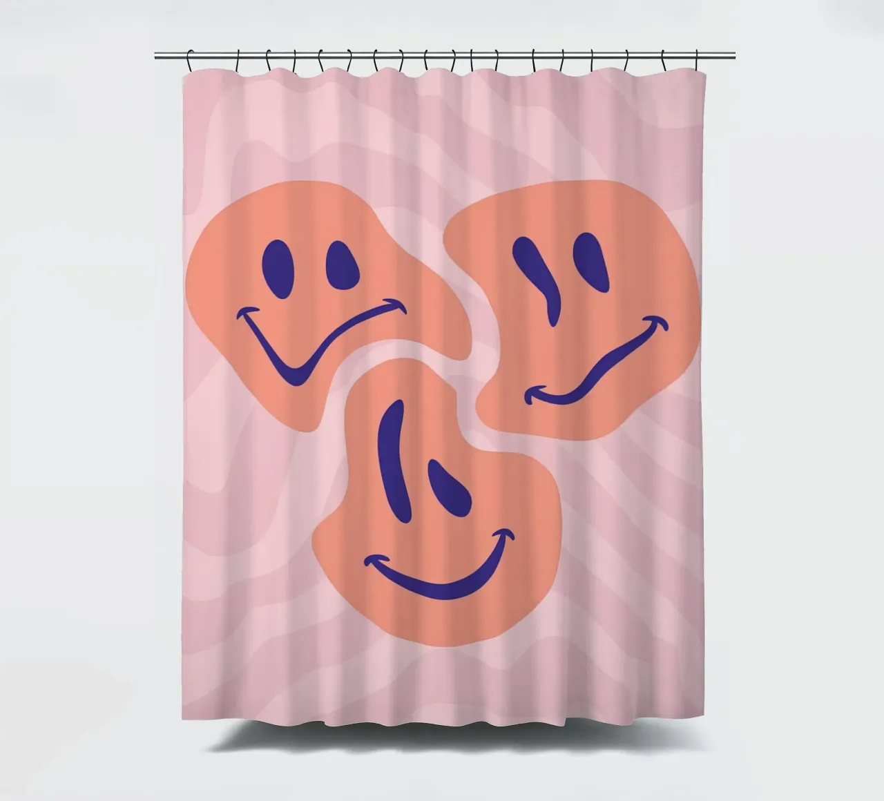 Aesthetic Wavy Smiley Faces | Abstract Graphic Art shower curtain by NorwesClub