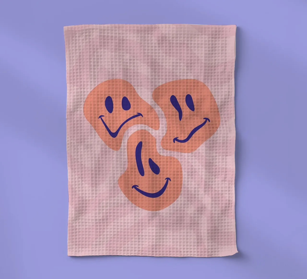 Aesthetic Wavy Smiley Faces | Abstract Graphic Art torchon de NorwesClub