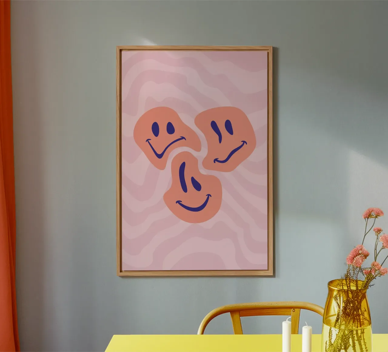 Aesthetic Wavy Smiley Faces | Abstract Graphic Art alu-dibond by NorwesClub