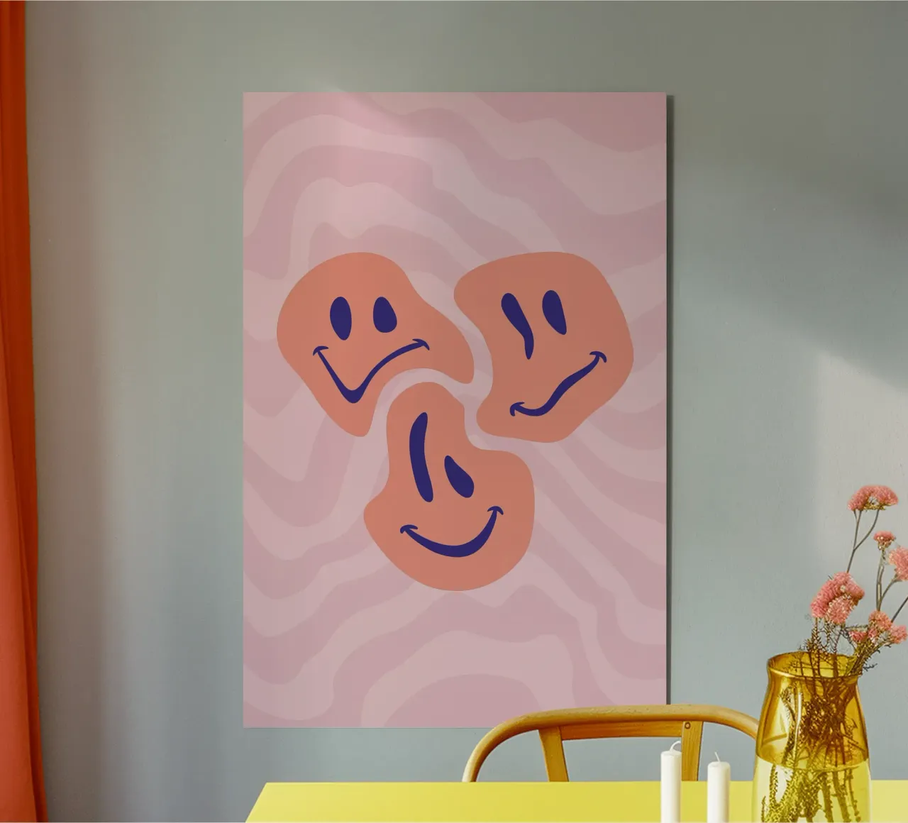 Aesthetic Wavy Smiley Faces | Abstract Graphic Art alu-dibond by NorwesClub