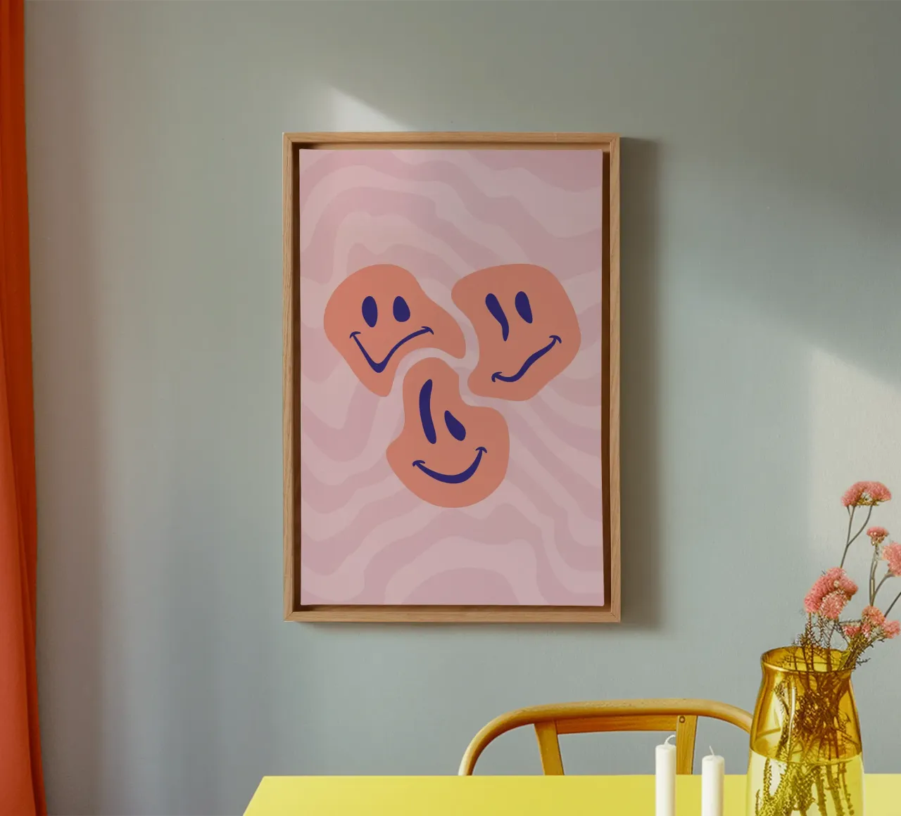 Esthetische golvende smileygezichten | Abstract grafisch kunstwerk canvas van NorwesClub