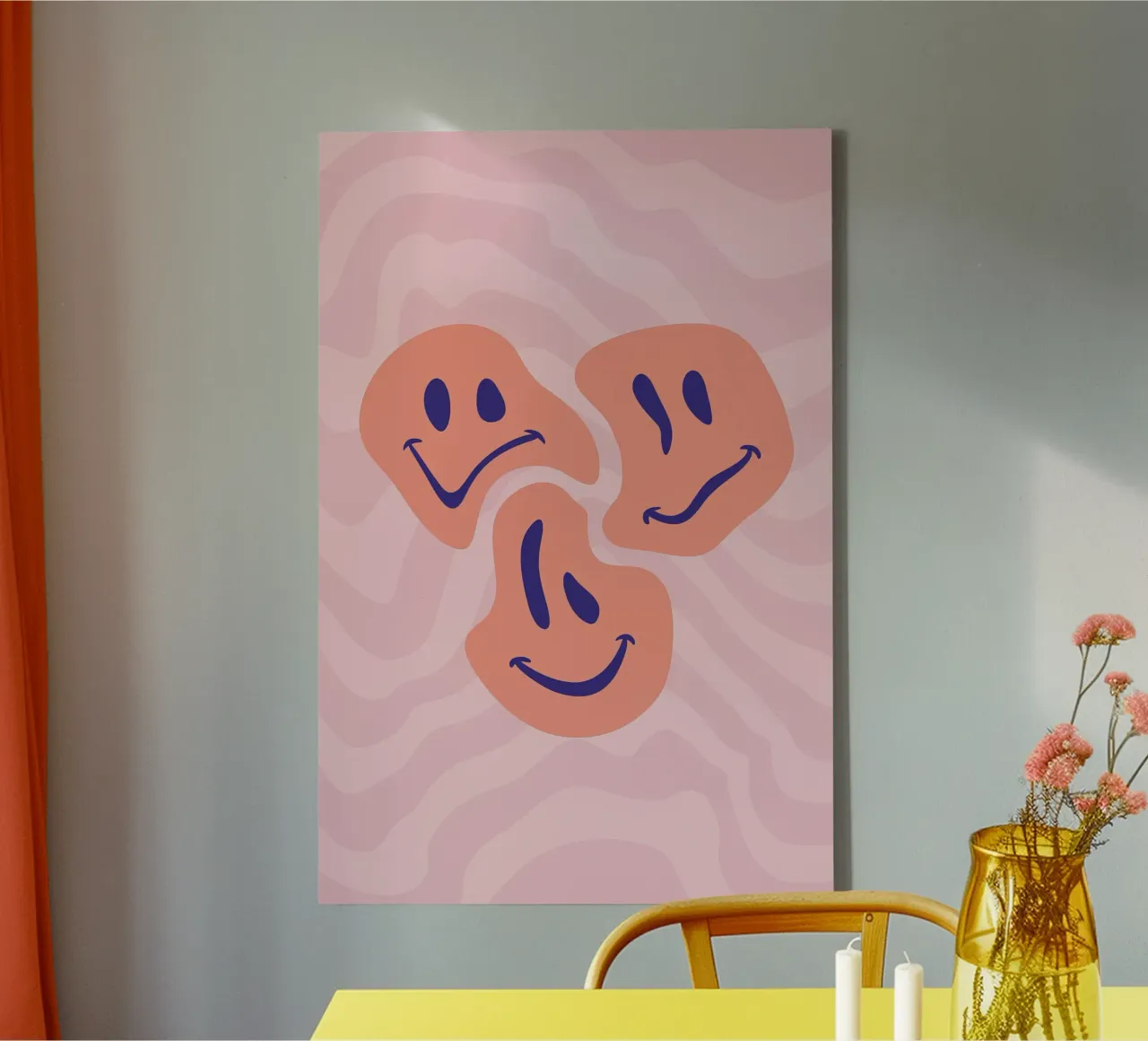 Esthetische golvende smileygezichten | Abstract grafisch kunstwerk canvas van NorwesClub