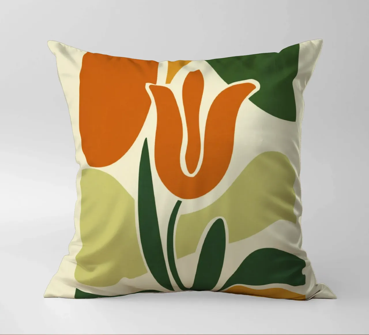 Tulip Silhouette on Abstract Backdrop in Earthy Tones decorative cushion by Modern Muse