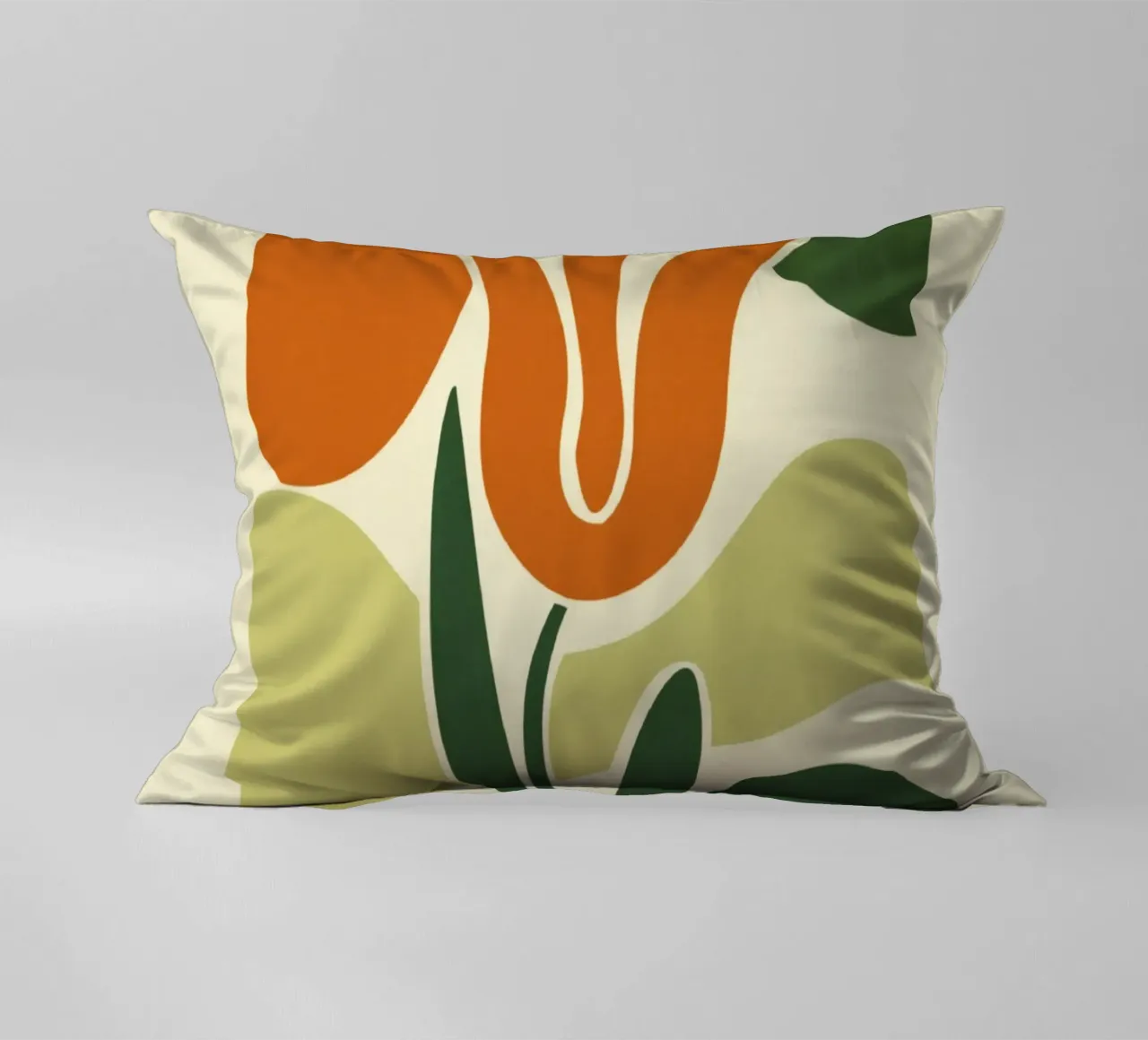 Tulip Silhouette on Abstract Backdrop in Earthy Tones decorative cushion by Modern Muse