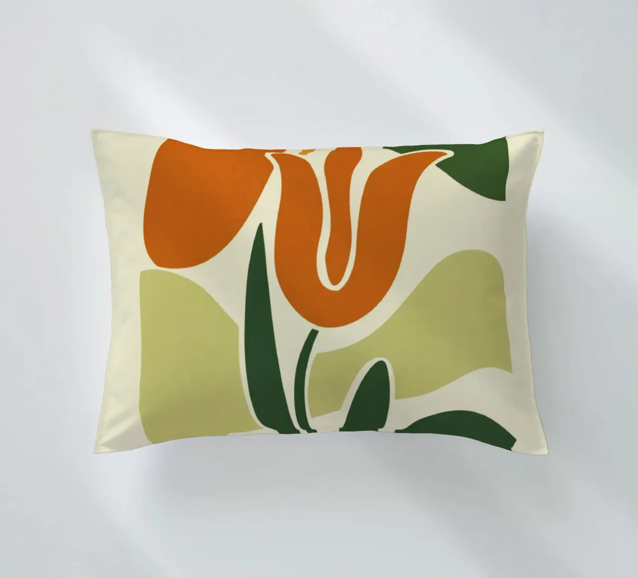 Tulip Silhouette on Abstract Backdrop in Earthy Tones decorative cushion by Modern Muse