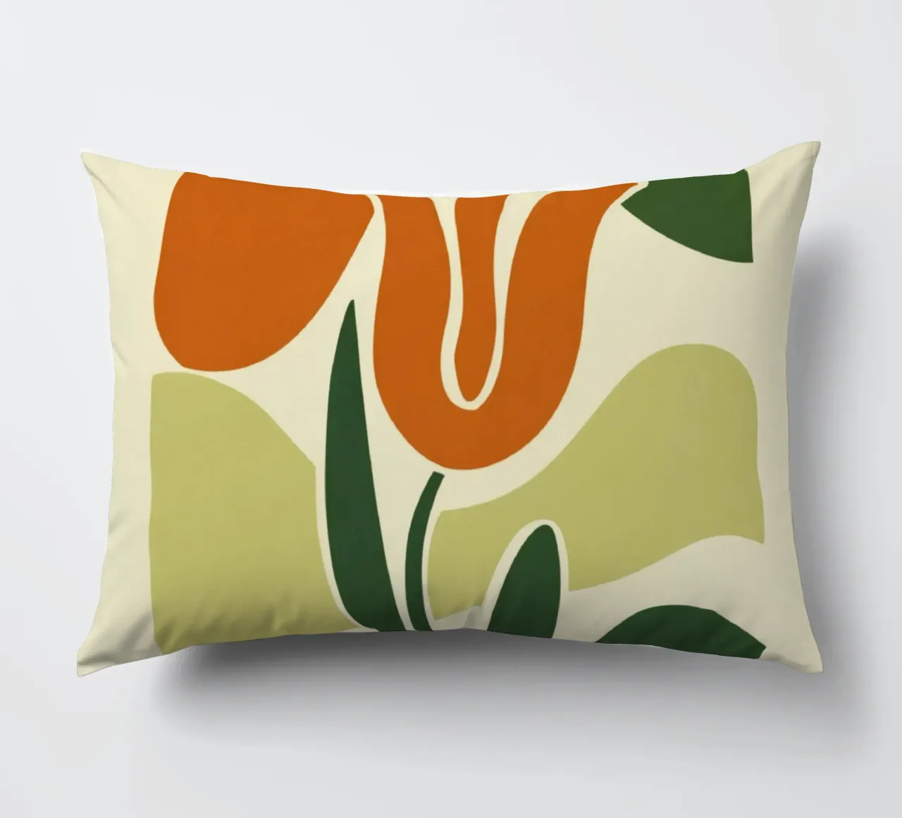 Tulip Silhouette on Abstract Backdrop in Earthy Tones decorative cushion by Modern Muse