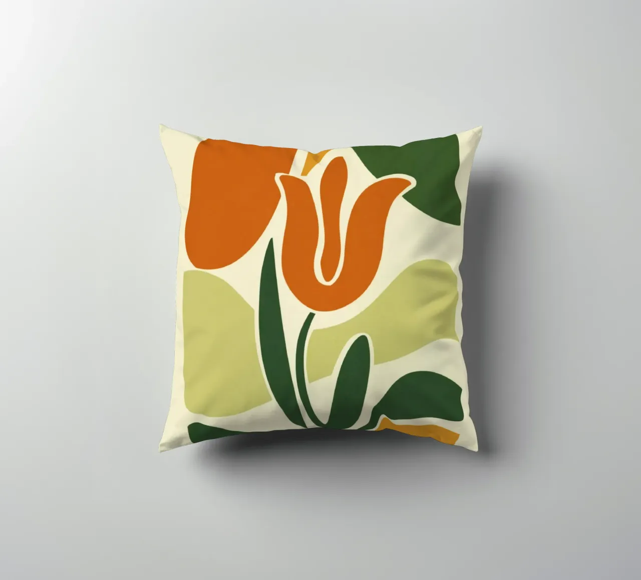 Tulip Silhouette on Abstract Backdrop in Earthy Tones decorative cushion by Modern Muse