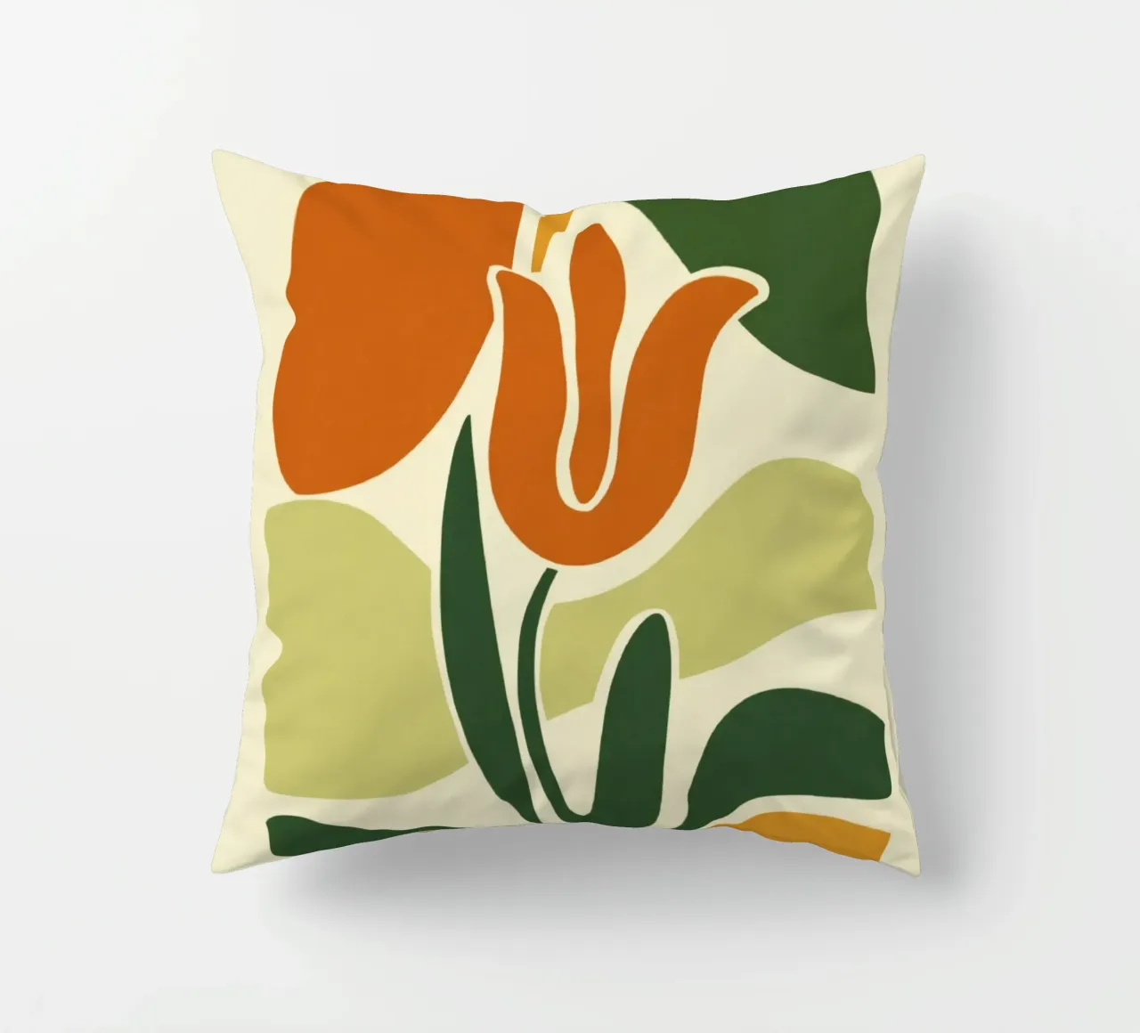 Tulip Silhouette on Abstract Backdrop in Earthy Tones decorative cushion by Modern Muse