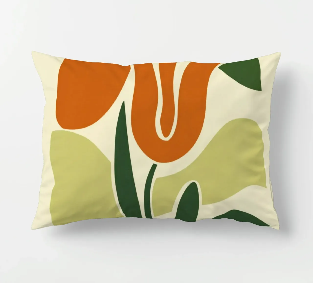 Tulip Silhouette on Abstract Backdrop in Earthy Tones decorative cushion by Modern Muse