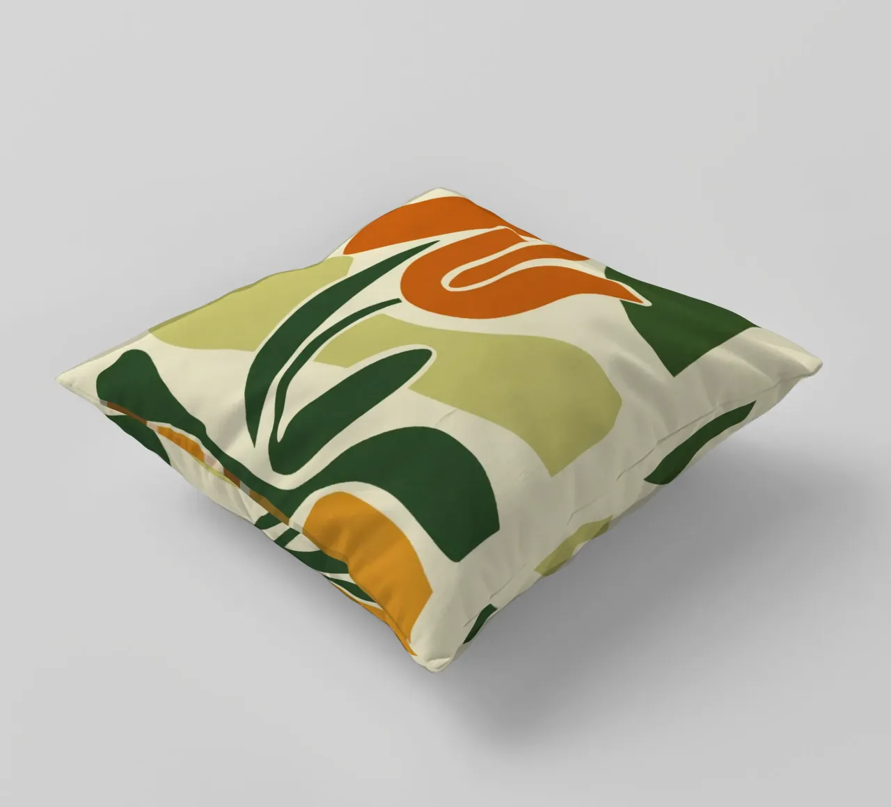 Tulip Silhouette on Abstract Backdrop in Earthy Tones decorative cushion by Modern Muse