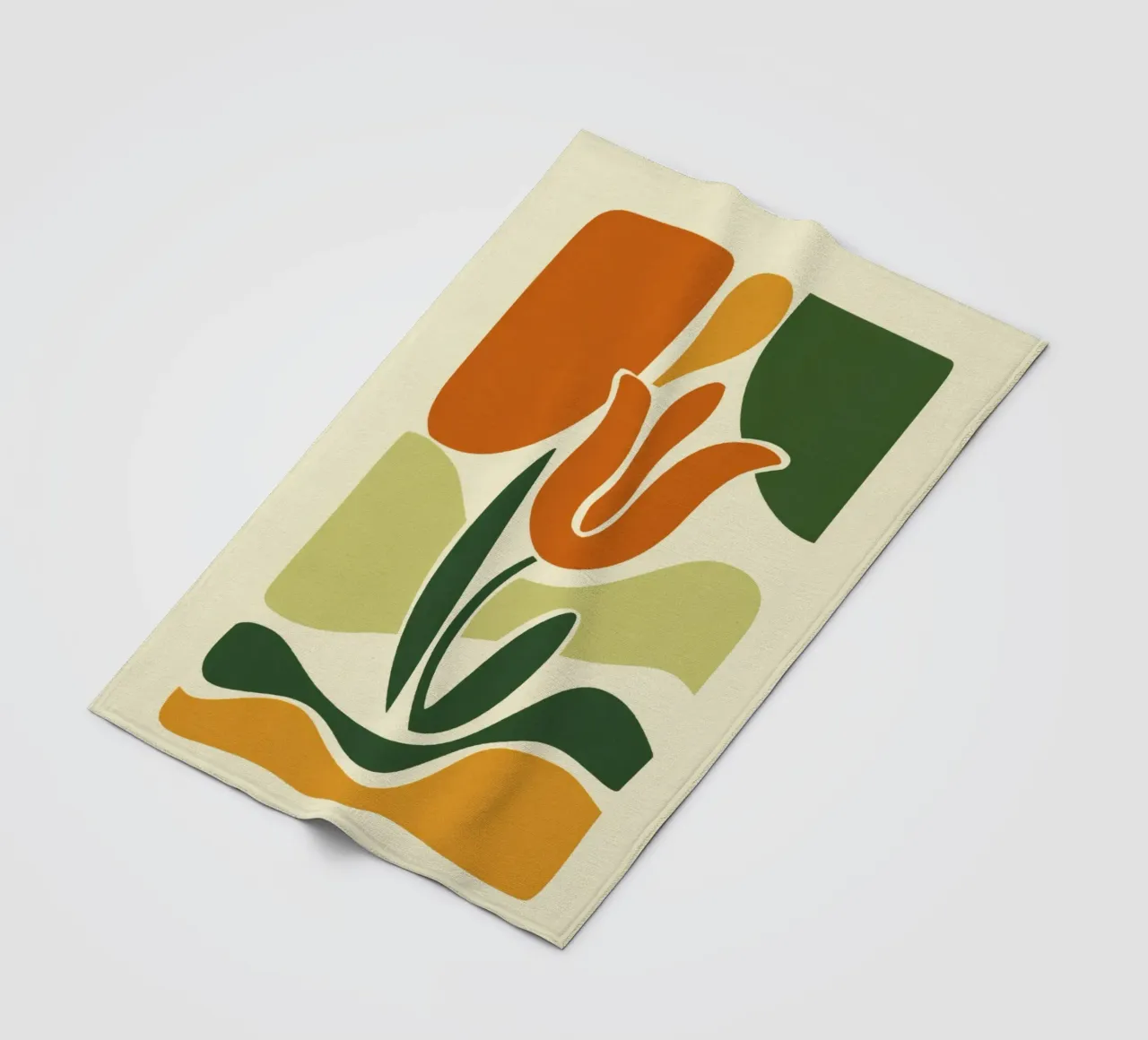 Silhouet van tulp op abstracte achtergrond in aardetinten fleecedeken van Modern Muse