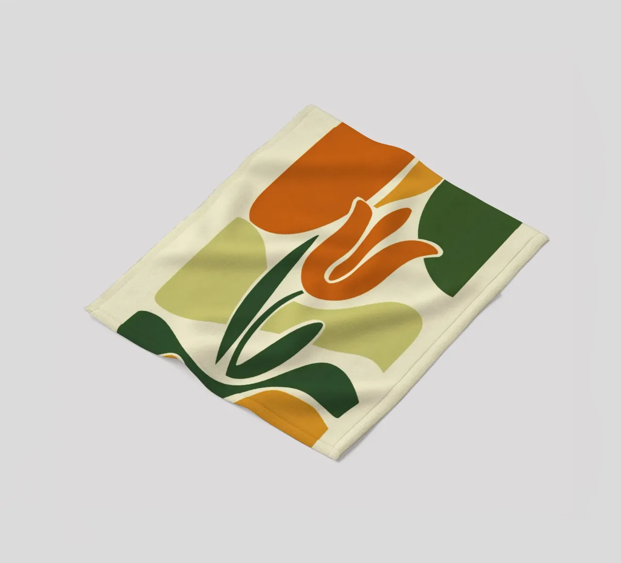 Silhouet van tulp op abstracte achtergrond in aardetinten fleecedeken van Modern Muse