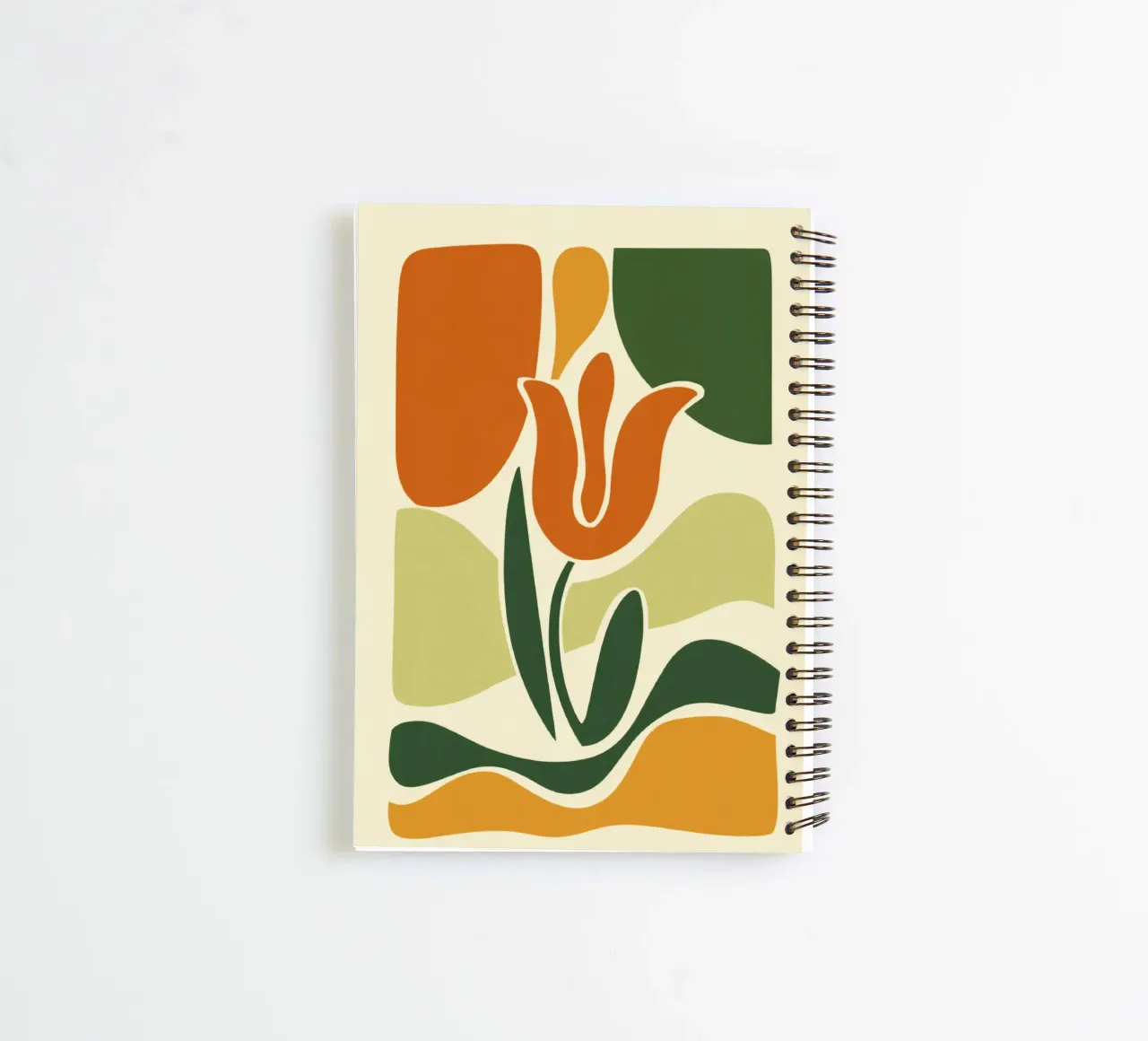 Tulip Silhouette on Abstract Backdrop in Earthy Tones spiral notebook by Modern Muse