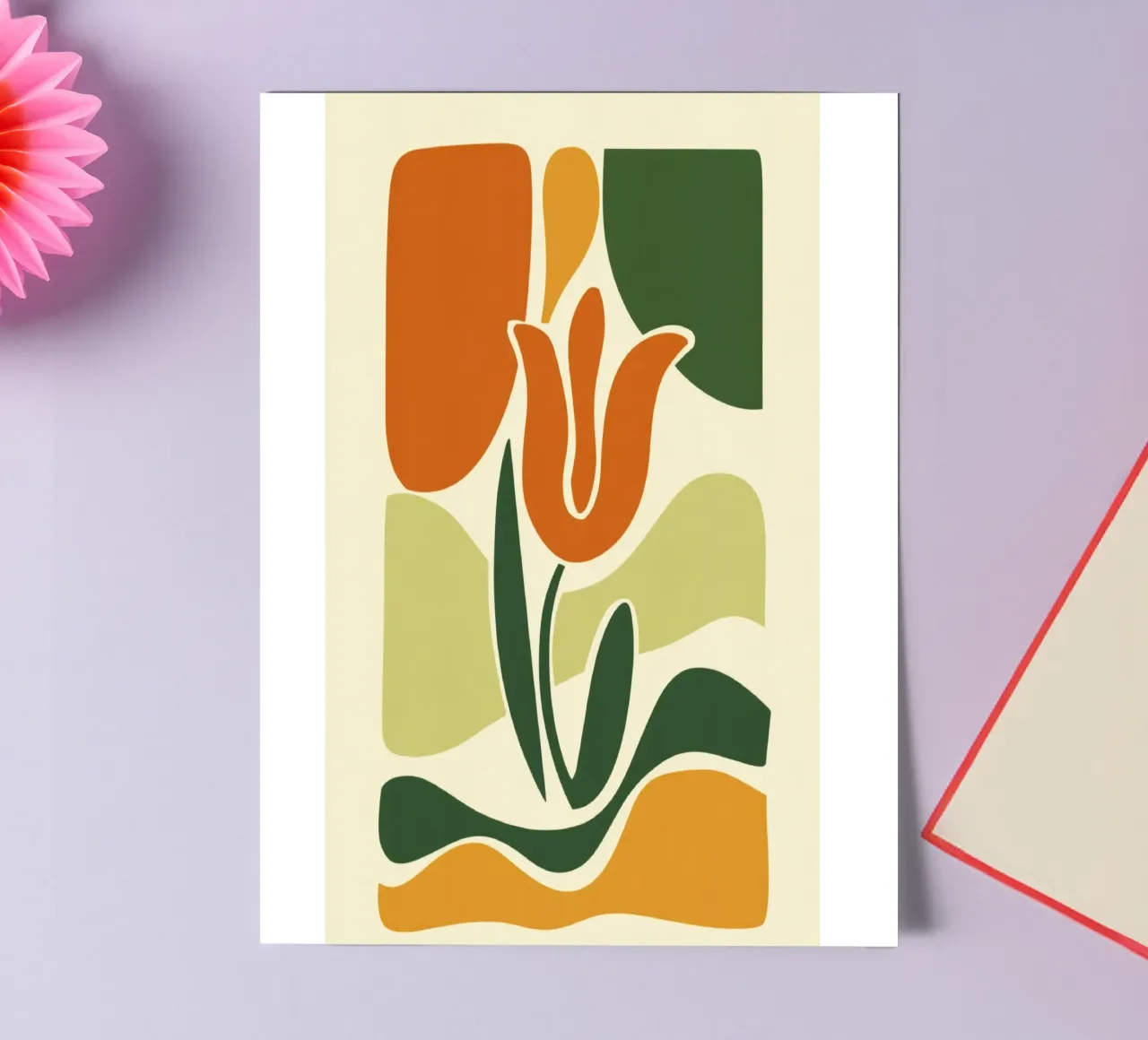 Tulip Silhouette on Abstract Backdrop in Earthy Tones sticker sheet by Modern Muse