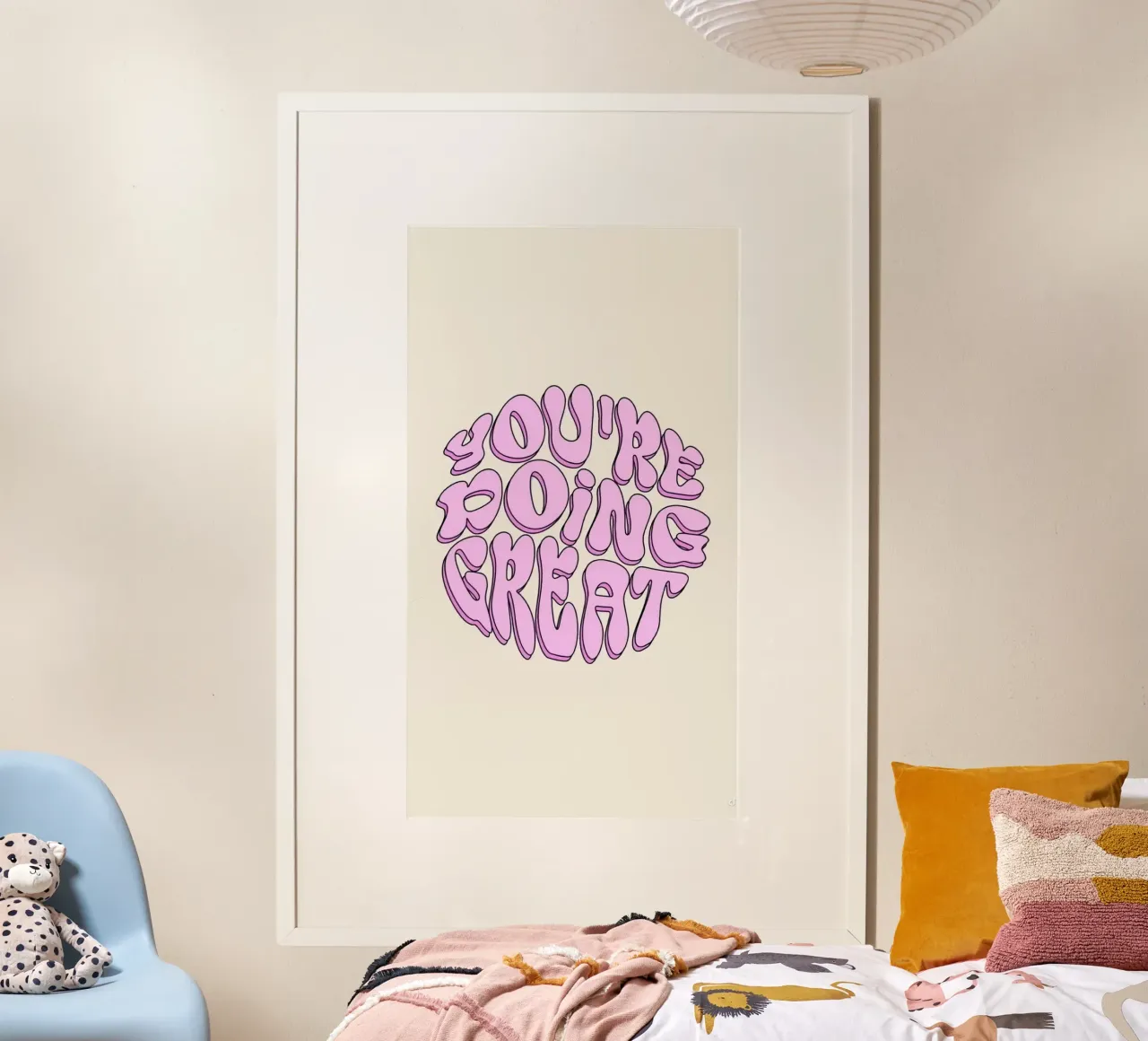 You're Doing Great Print | Pink Aesthetic Art Poster mit Aluminium Rahmen von NorwesClub
