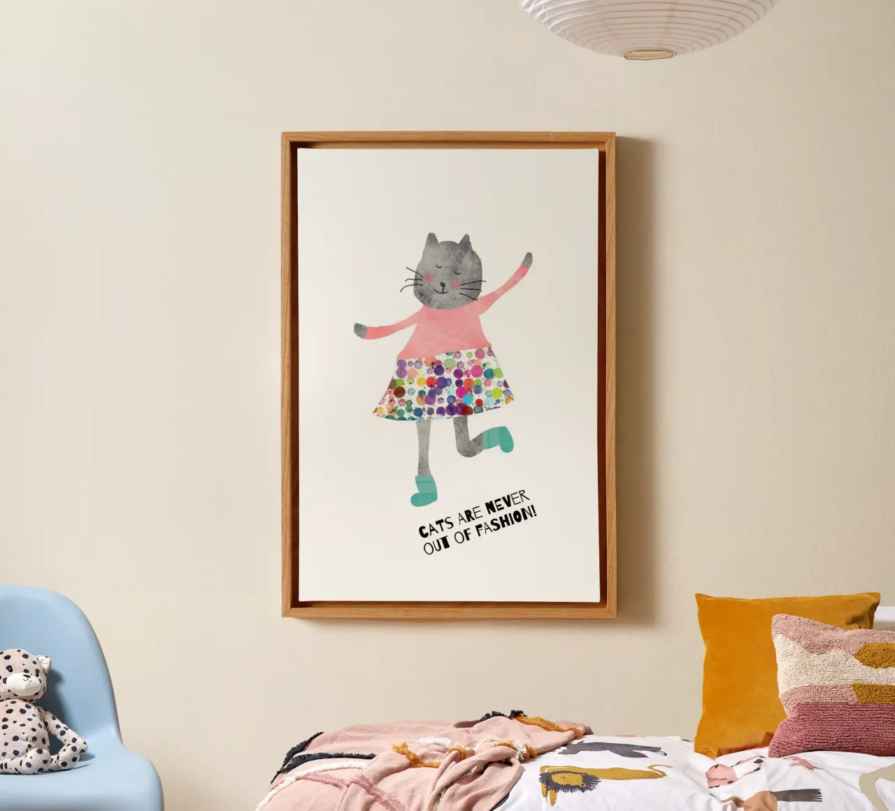 Cats are never out of fashion lienzo con Marco flotante de maramirage