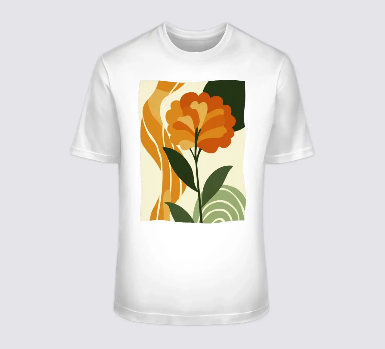Single Flower Cutout with Green Rainbow Abstract Backdrop t-shirt by Modern Muse
