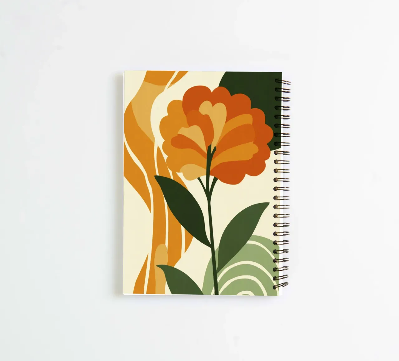 Single Flower Cutout with Green Rainbow Abstract Backdrop spiral notebook by Modern Muse