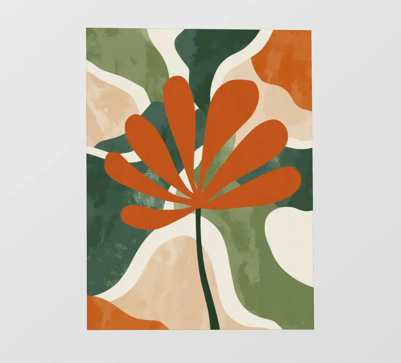 Orange Twig Silhouette on Abstract Earthy Shape Layers photo wallpaper by Modern Muse