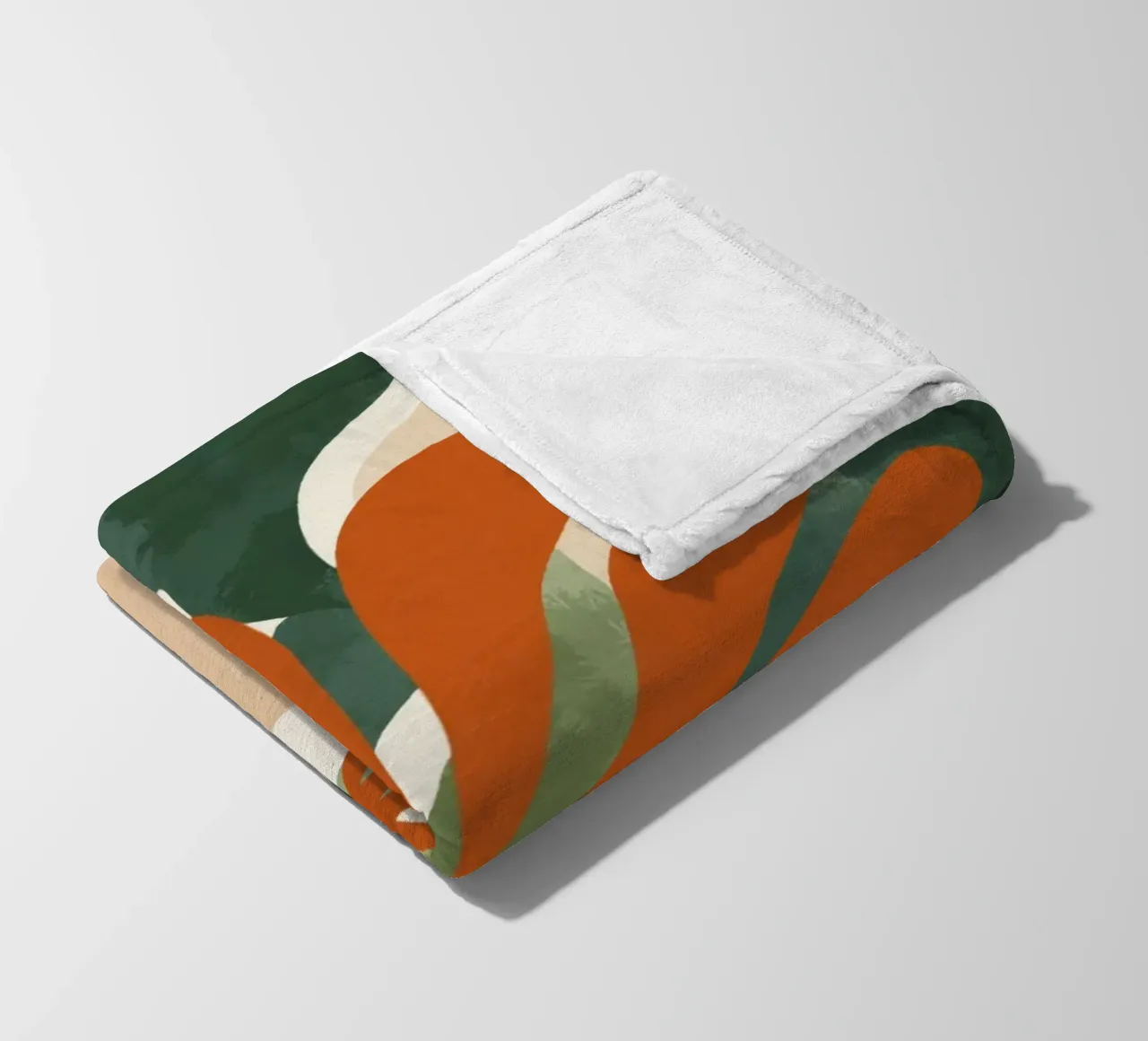 Orange Twig Silhouette on Abstract Earthy Shape Layers fleece blanket by Modern Muse