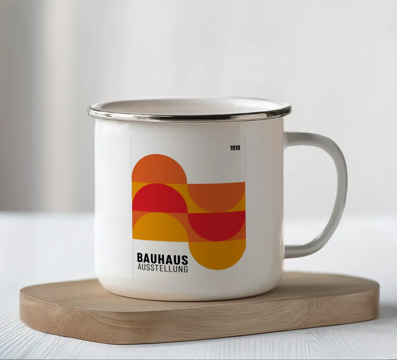 Bauhaus Geometrico Astratto | Iconico Design Moderno tazza in smalto da NorwesClub