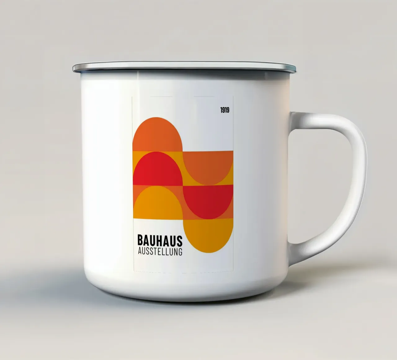 Bauhaus Geometrico Astratto | Iconico Design Moderno tazza in smalto da NorwesClub