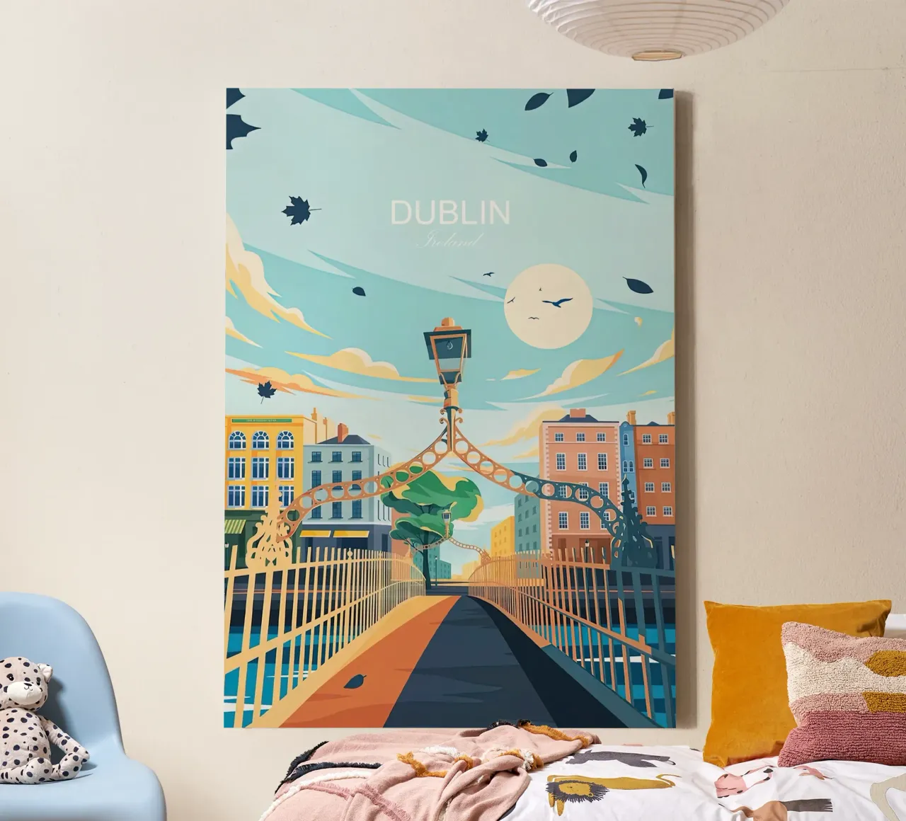 Dublin traditionele reizen - Ierland canvas met Baklijst van Liliestudio