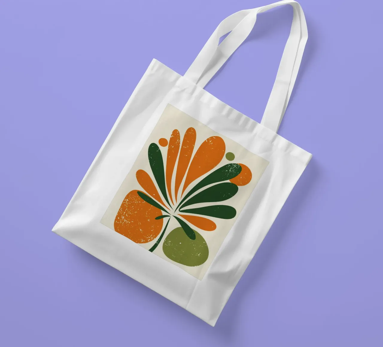 Orange Green Twig Silhouette on Soft Abstract Shape Layers tote bag by Modern Muse