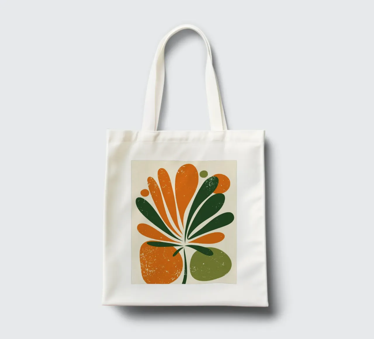 Orange Green Twig Silhouette on Soft Abstract Shape Layers tote bag by Modern Muse