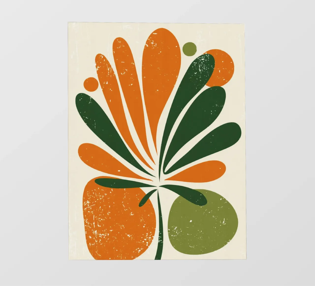 Orange Green Twig Silhouette on Soft Abstract Shape Layers pvc cover by Modern Muse